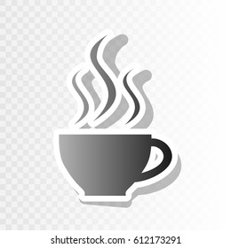 Cup of coffee sign. Vector. New year blackish icon on transparent background with transition.