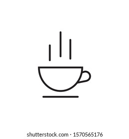 CUP OF COFFEE simple linear Icon on white background, Cup of tea. Editable stroke. Can be used as a banner sticker and much more. VECTOR. EPS 10.