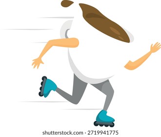 Cup of coffee skating in roller blades