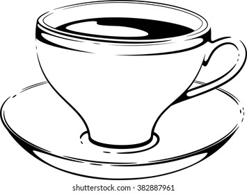 Cup of coffee. Sketch. Vector on white. eps 10