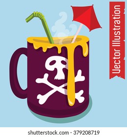 Cup of coffee with a skull. Vector.