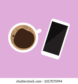 cup of coffee and smartphone