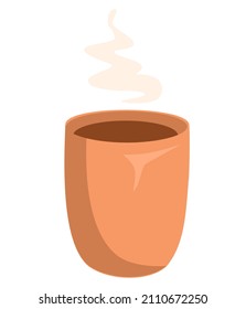 Tasse Kaffee mit Rauch einzeln. Kaffeetasse, Vektorgrafik