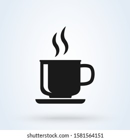 cup of coffee with smoke. Simple vector modern icon design illustration.