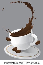 Kaffeebecher mit einem Splash, Illustration des Kaffeekonzepts