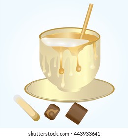 cup of coffee with a splash of milk candy isolated modern creative art vector illustration white background