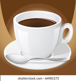 cup of coffee with a spoon vector illustration