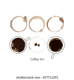 Cup of coffee with coffee stain. on white background vector illustration