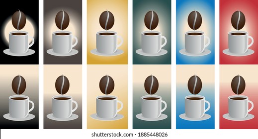 Cup of coffee, steam in coffee bean