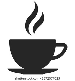 A cup of coffee with steam icon on transparent background. PNG