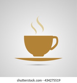 Cup of coffee with steam on gradient background. Vector