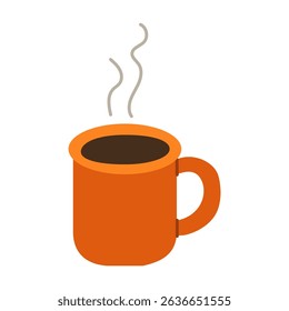 A cup of coffee with steam rising from it. The steam is white and the coffee is brown