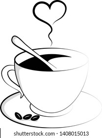 cup of coffee with steam in the shape of a heart