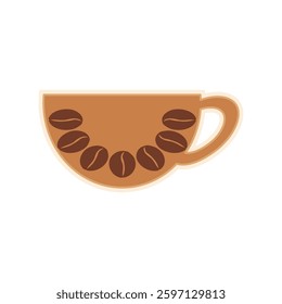 Cup of coffee sticker. Decorative element, clip art, label, badge. Vector illustration for coffee lovers.