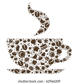 Cup Of Coffee, Stylized Image, Isolated On White Background, Vector Illustration