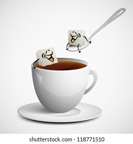 A cup of coffee with sugar. Vector.