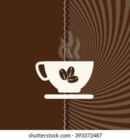Cup of Coffee and Sunburst pattern background