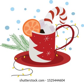 the cup of coffee with sweeties in the winter days