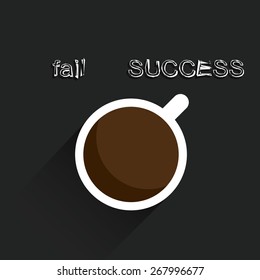 cup of coffee switching Success, Vector illustration.