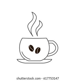 Cup of coffee symbol / icon / logo in modern outline design. Isolated vector illustration.