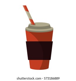 cup coffee take away with cap straw