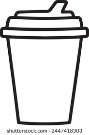 Cup of coffee take away one line continuous. Line art, outline isolated on white background. Vector illustration.