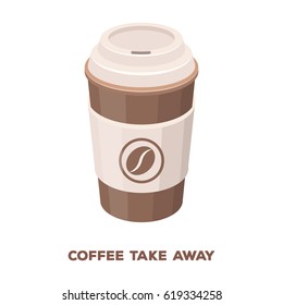 A cup of coffee to takeaway.Different types of coffee single icon in cartoon style vector symbol stock illustration web.
