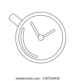 Tasse Kaffee oder Tee mit einem Uhrsymbol. Illustration der Kaffeezeit. Kaffeepause, Ruhepause. Umarmen Sie mit Uhrzeigerbild für perfekte Webdesigns, Apps und Logos.
