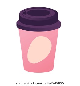Cup of coffee, tea, cocoa or latte to go. Drink from a takeaway cafe, takeaway drink in a disposable cardboard container with a lid on top. Vector flat illustration isolated on white background