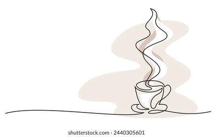 Cup of coffee or tea. Continuous one line drawing. Vector illustration