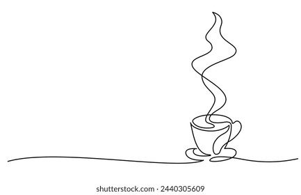 Taza de café o té. Dibujo continuo de una línea. Ilustración de vector