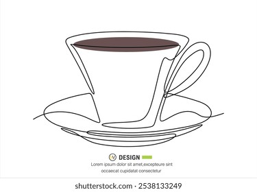 Cup of coffee or tea. Continuous one line drawing. Vector illustration