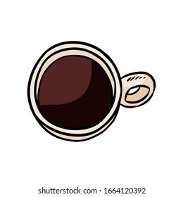 Cup coffee or tea doodle sketch. Hand drawn cartoon style mug image Vector isolated on white background illustration