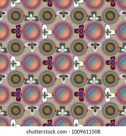 Cup of coffee or tea with dots on background seamless pattern.