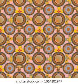 Cup of coffee or tea with dots on background seamless pattern.