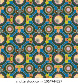 Cup of coffee or tea with dots on background seamless pattern.