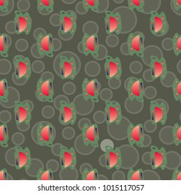 Cup of coffee or tea with dots on background seamless pattern.
