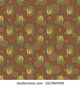 Cup of coffee or tea with dots on background seamless pattern.