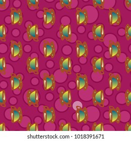 Cup of coffee or tea with dots on background seamless pattern.