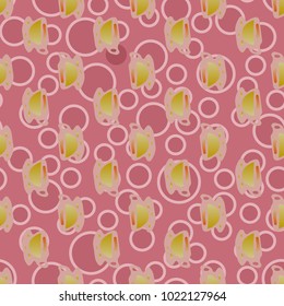 Cup of coffee or tea with dots on background seamless pattern.
