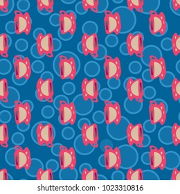 Cup of coffee or tea with dots on background seamless pattern.