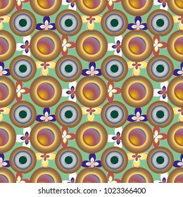 Cup of coffee or tea with dots on background seamless pattern.