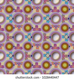 Cup of coffee or tea with dots on background seamless pattern.