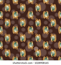 Cup of coffee or tea with dots on background seamless pattern.