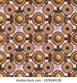 Cup of coffee or tea with dots on background seamless pattern.