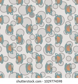 Cup of coffee or tea with dots on background seamless pattern.