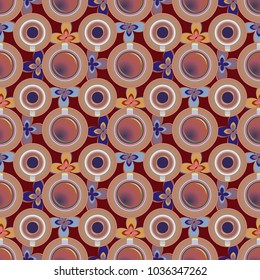 Cup of coffee or tea with dots on background seamless pattern.