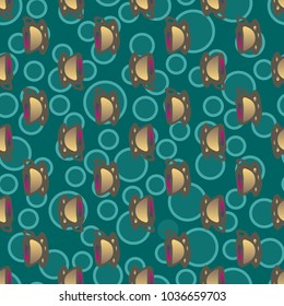 Cup of coffee or tea with dots on background seamless pattern.