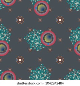 Cup of coffee or tea with dots on background seamless pattern.