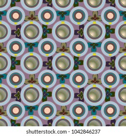 Cup of coffee or tea with dots on background seamless pattern.
